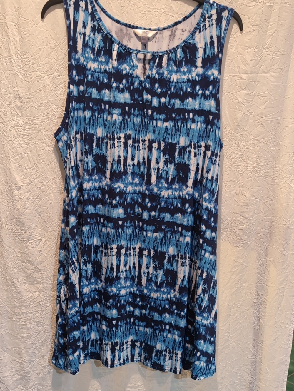 Terra & Sky Blue Tie-Dye Sleeveless Swing Dress